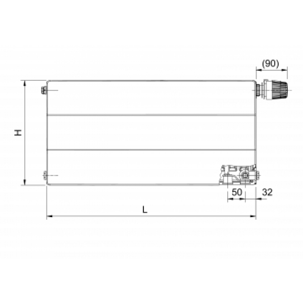 RADIK RC LINE VK - Energy saving panel radiator with controlled flow, flat front panel with fine horizontal grooves and right bottom connection