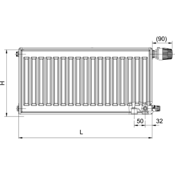 RADIK RC VKU - Energy saving panel radiator with controlled flow with right or left bottom connection