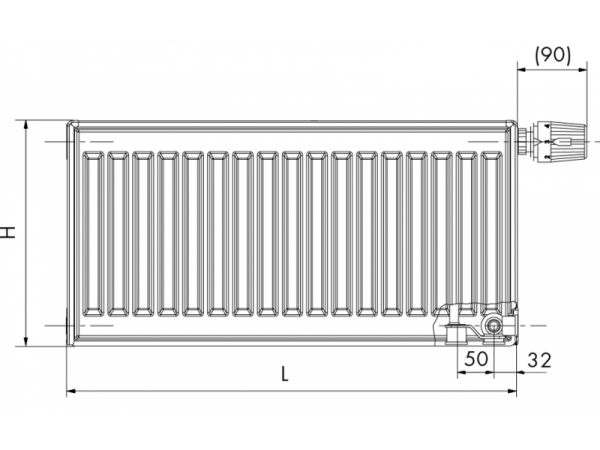 RADIK VKU - Steel panel radiator with right or left bottom connection